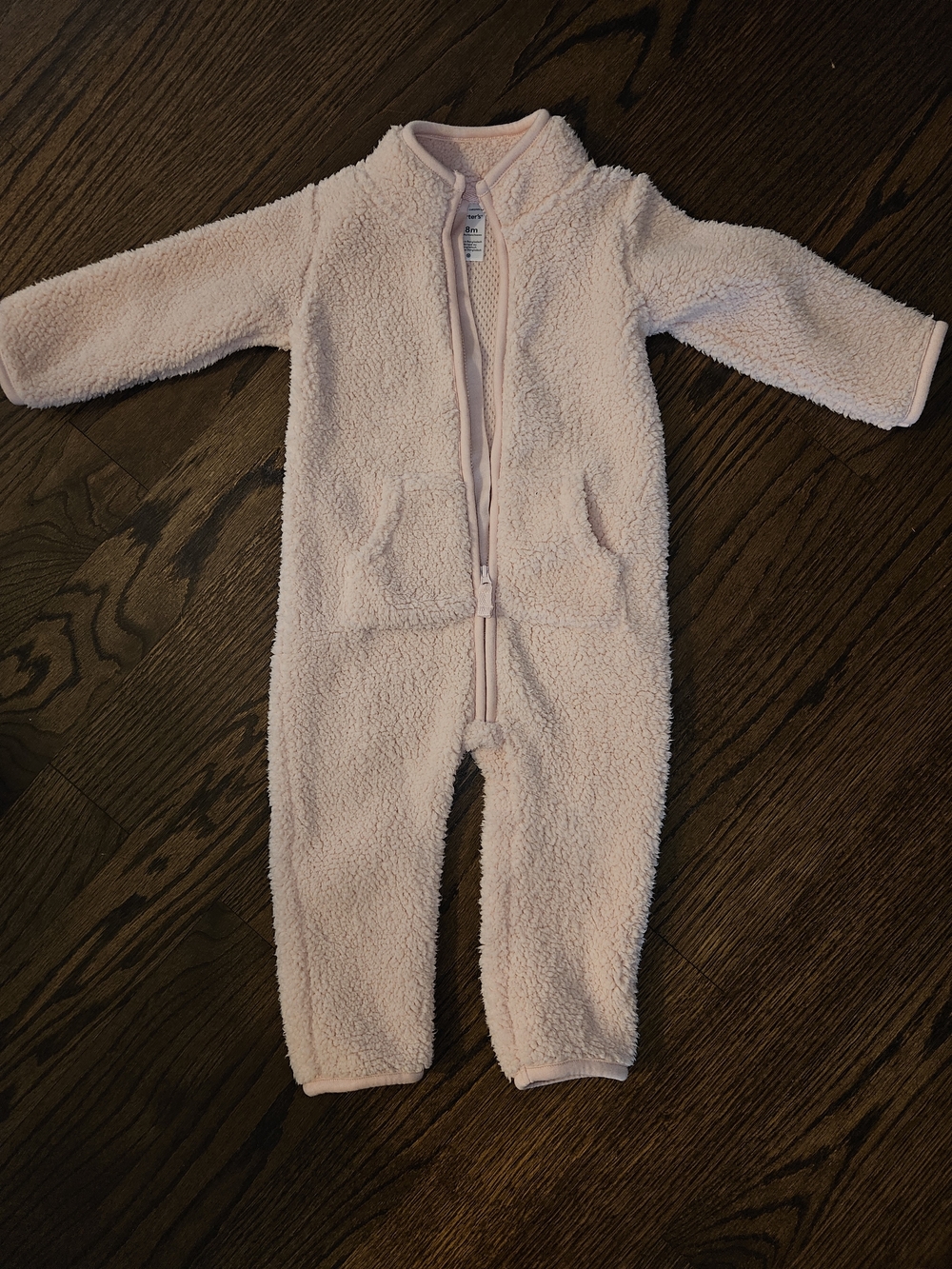 Plush Pink Baby One-Piece Zip Romper